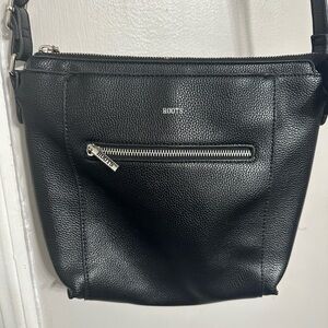 Roots - Black Leather Crossbody Bag